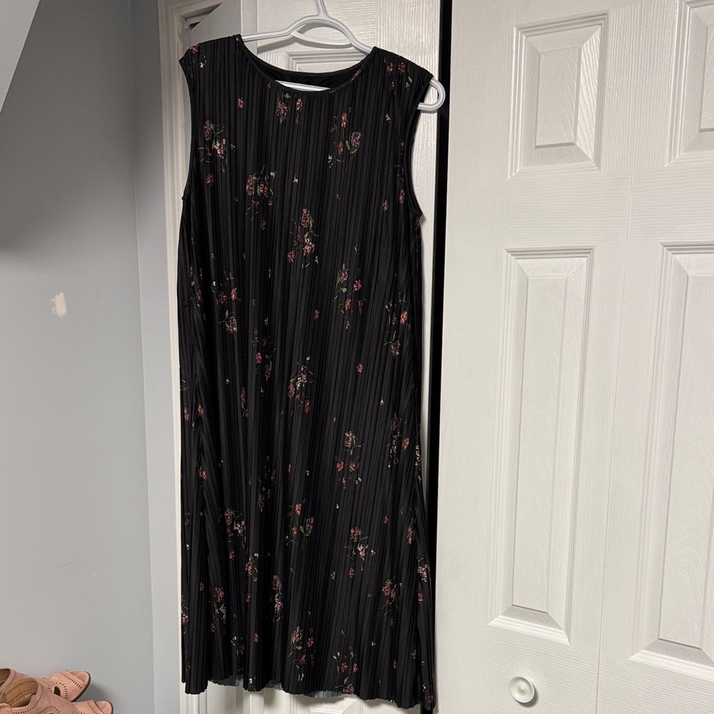 RW&CO. Black Midi Dress with Pink Floral Print (comes with belt)